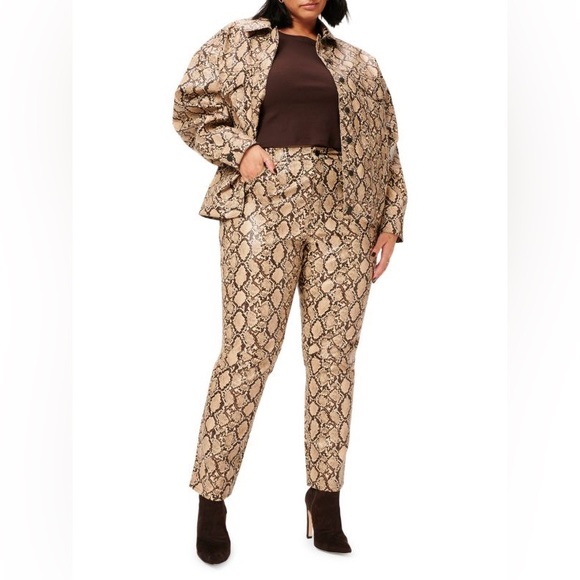 GOOD AMERICAN Oversized Faux Python Trucker Jacket - Picture 3 of 8